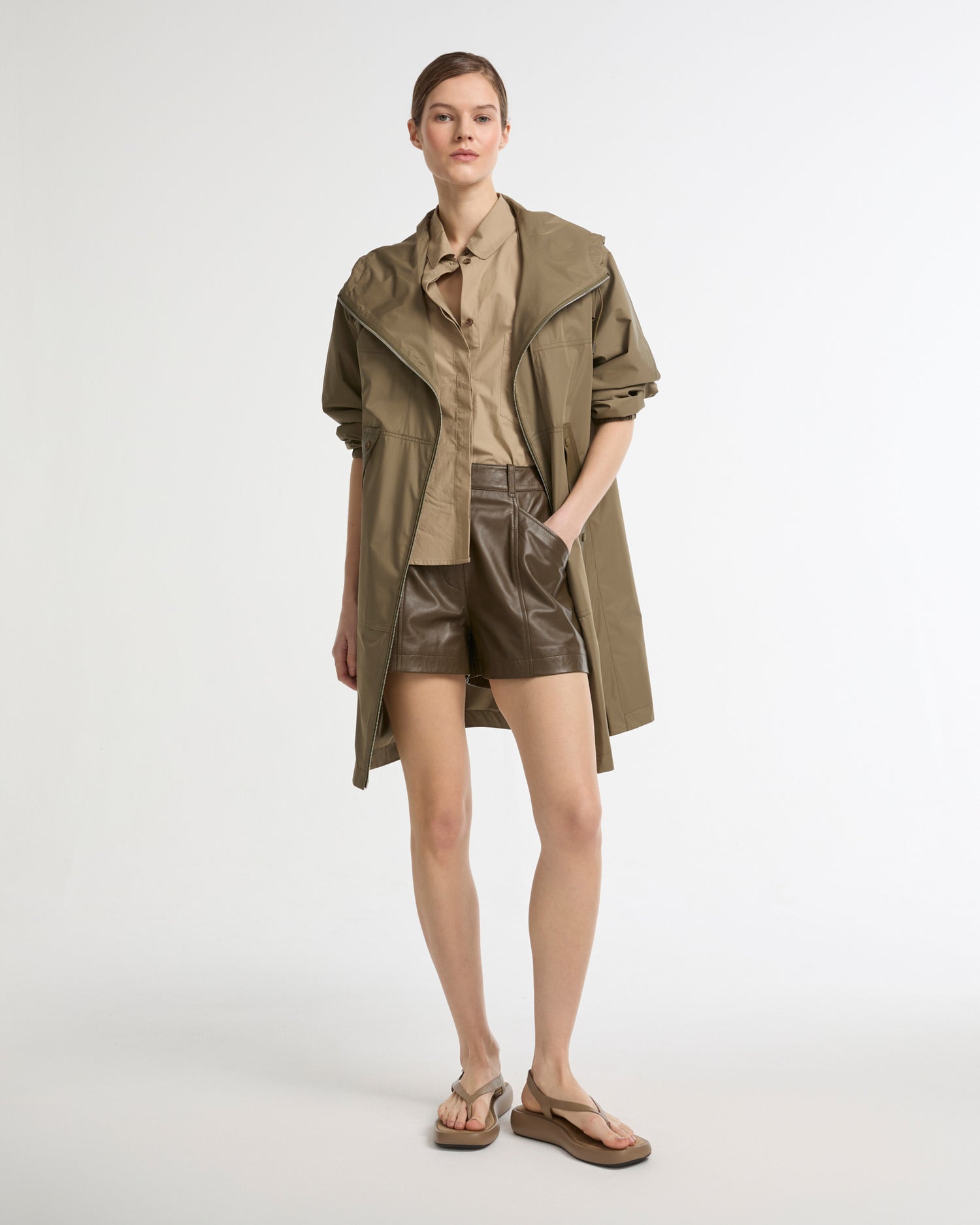Summer sale - Hooded coat in waterproof technical fabric -Yves Salomon - New spring summer collection