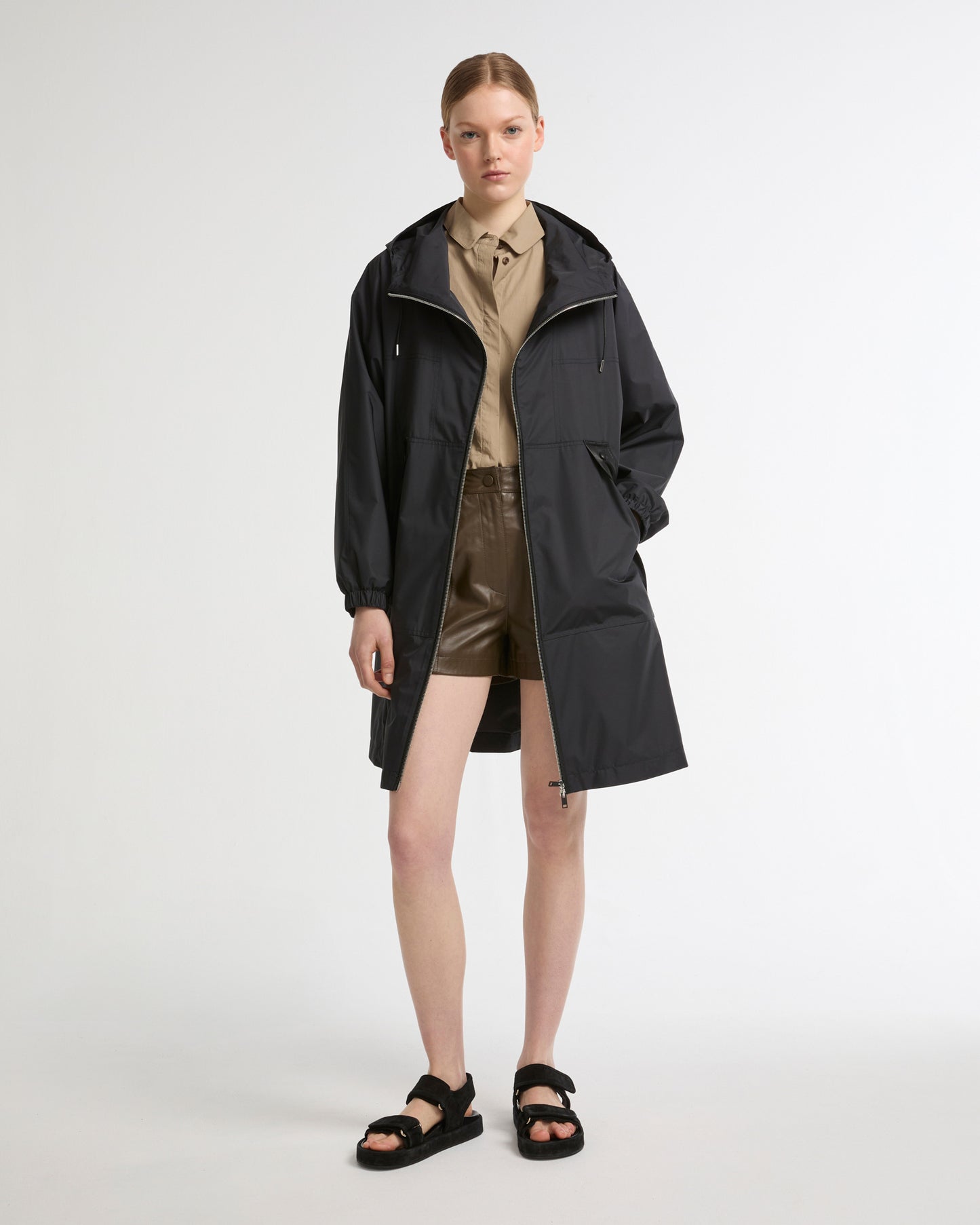 Hooded coat in waterproof technical fabric -Yves Salomon - New spring summer collection