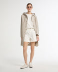 Silver double-sided linen hooded coat