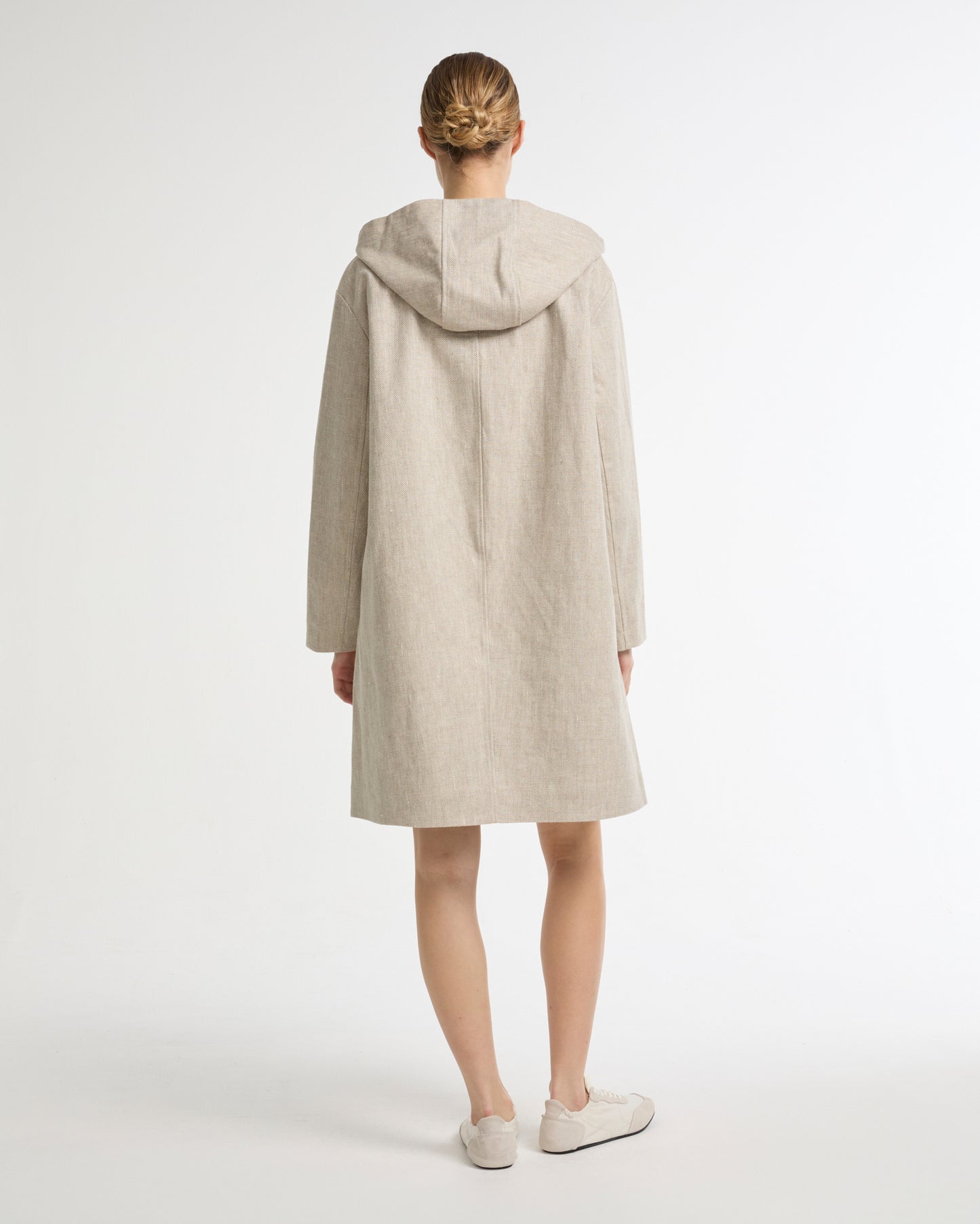 Silver double-sided linen hooded coat -Yves Salomon - New spring summer collection