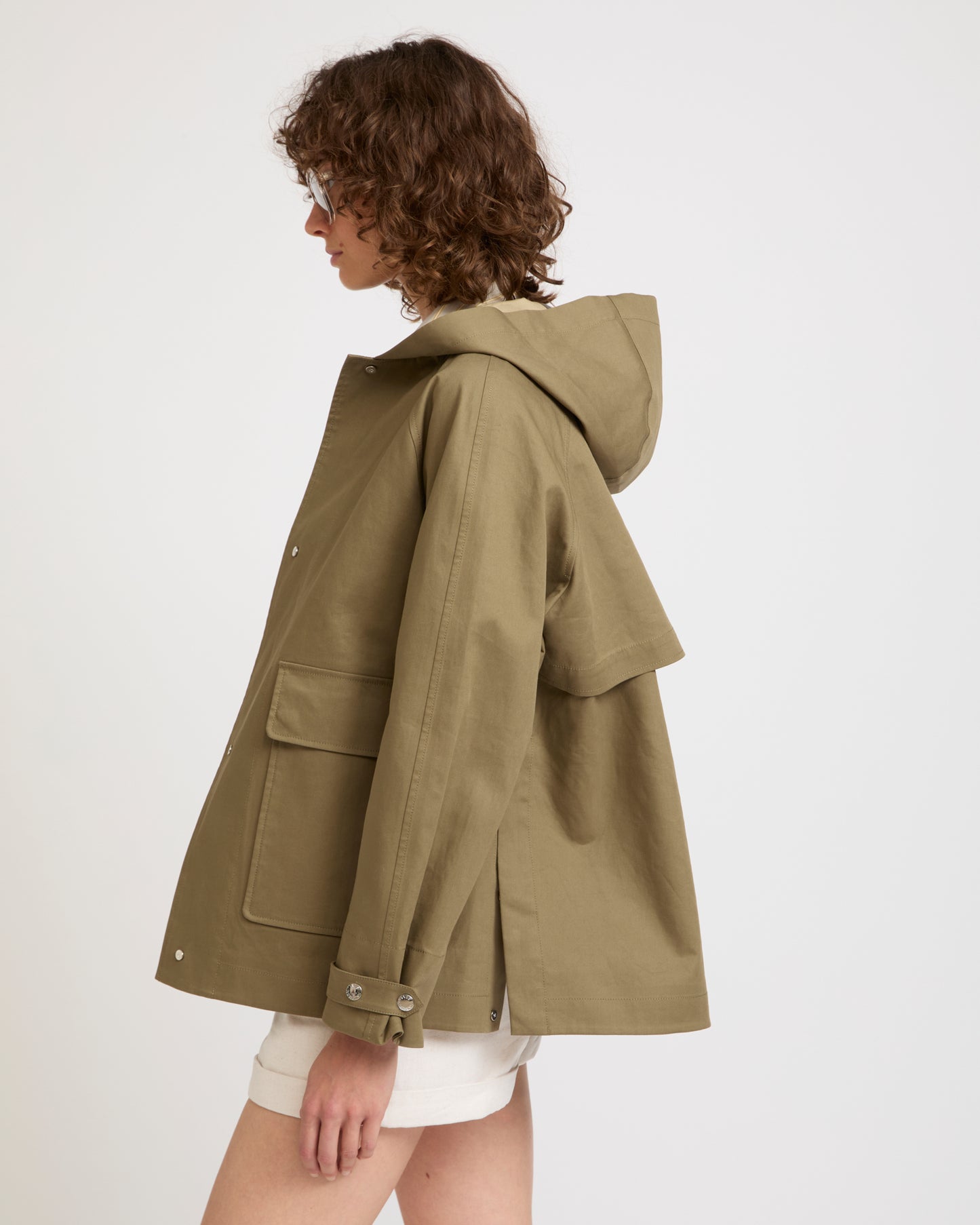 Hooded jacket in two-tone double-sided cotton -Yves Salomon - New spring summer collection