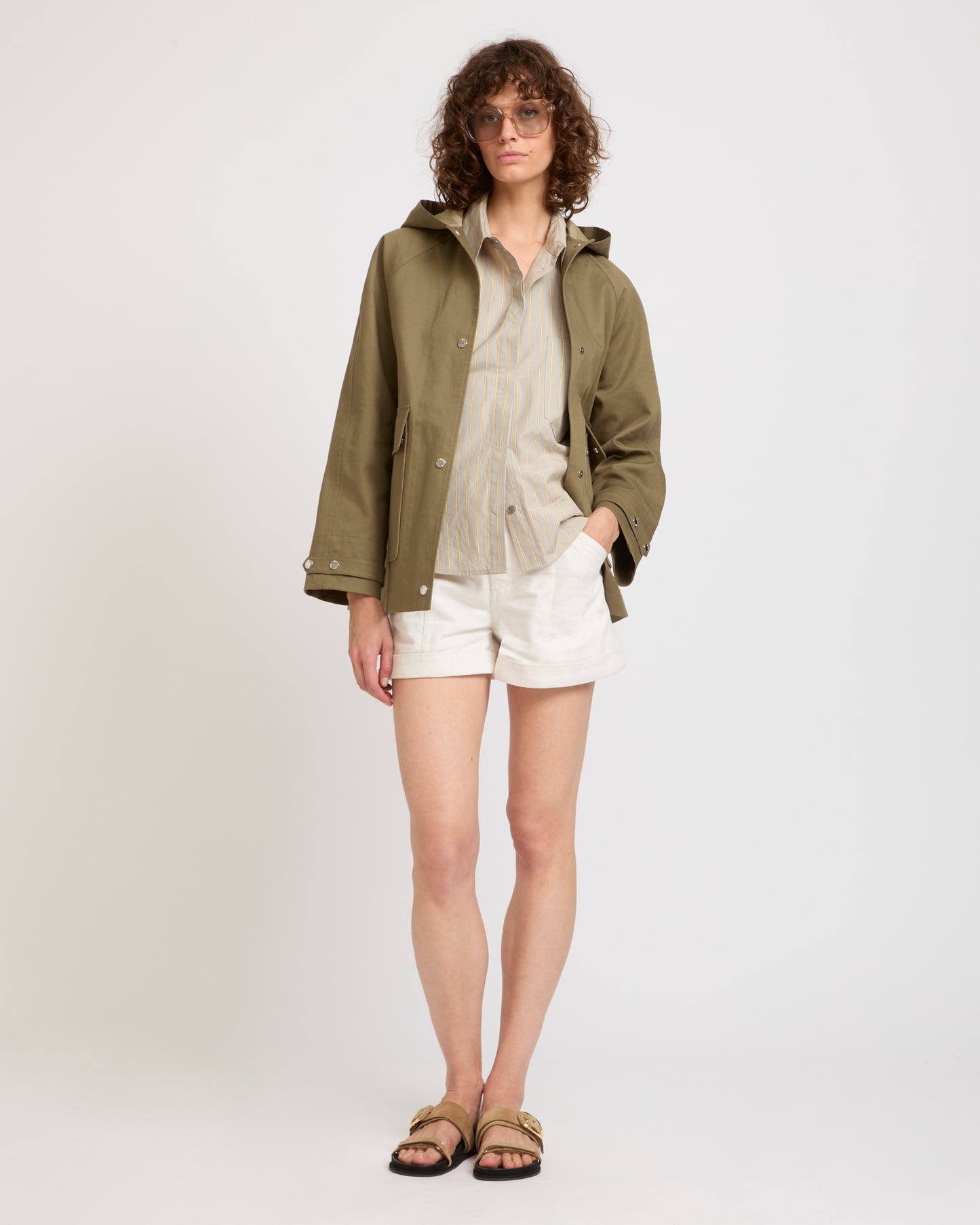 Hooded jacket in two-tone double-sided cotton -Yves Salomon - New spring summer collection