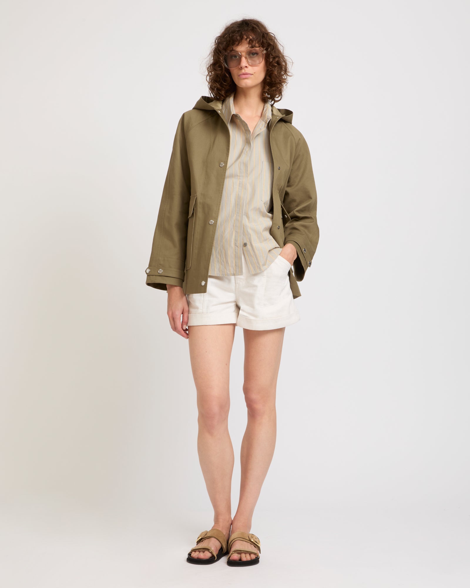 Hooded jacket in two-tone double-sided cotton -Yves Salomon - New spring summer collection