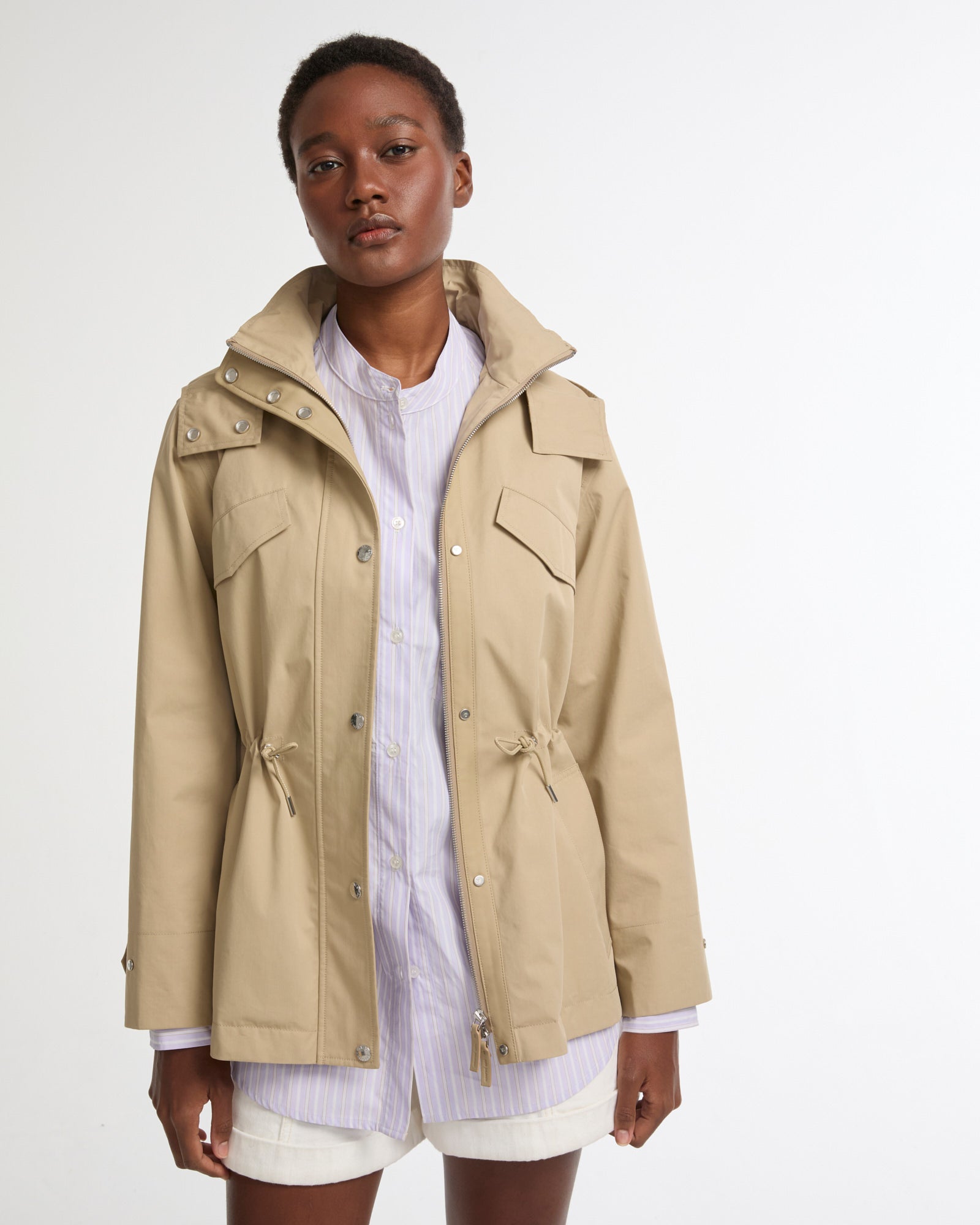 Safari parka in waterproof cotton-blend and leather -Yves Salomon - New spring summer collection