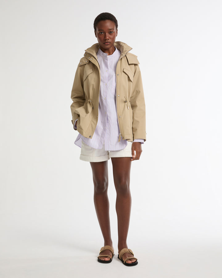 Safari parka in waterproof cotton-blend and leather -Yves Salomon - New spring summer collection