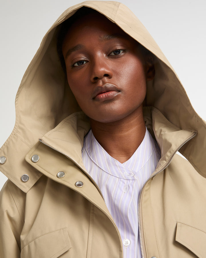 Safari parka in waterproof cotton-blend and leather -Yves Salomon - New spring summer collection