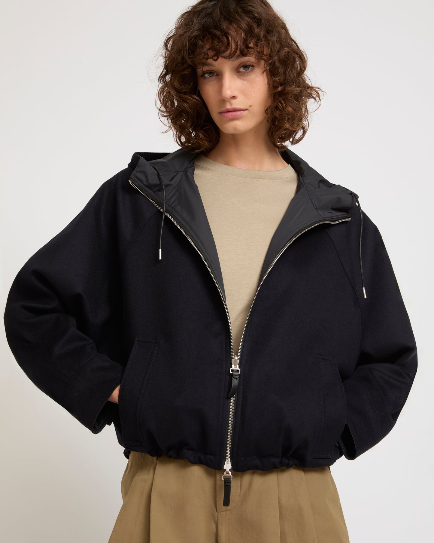 Hooded jacket in wool and cashmere blend reversible in waterproof technical fabric -Yves Salomon - New spring summer collection