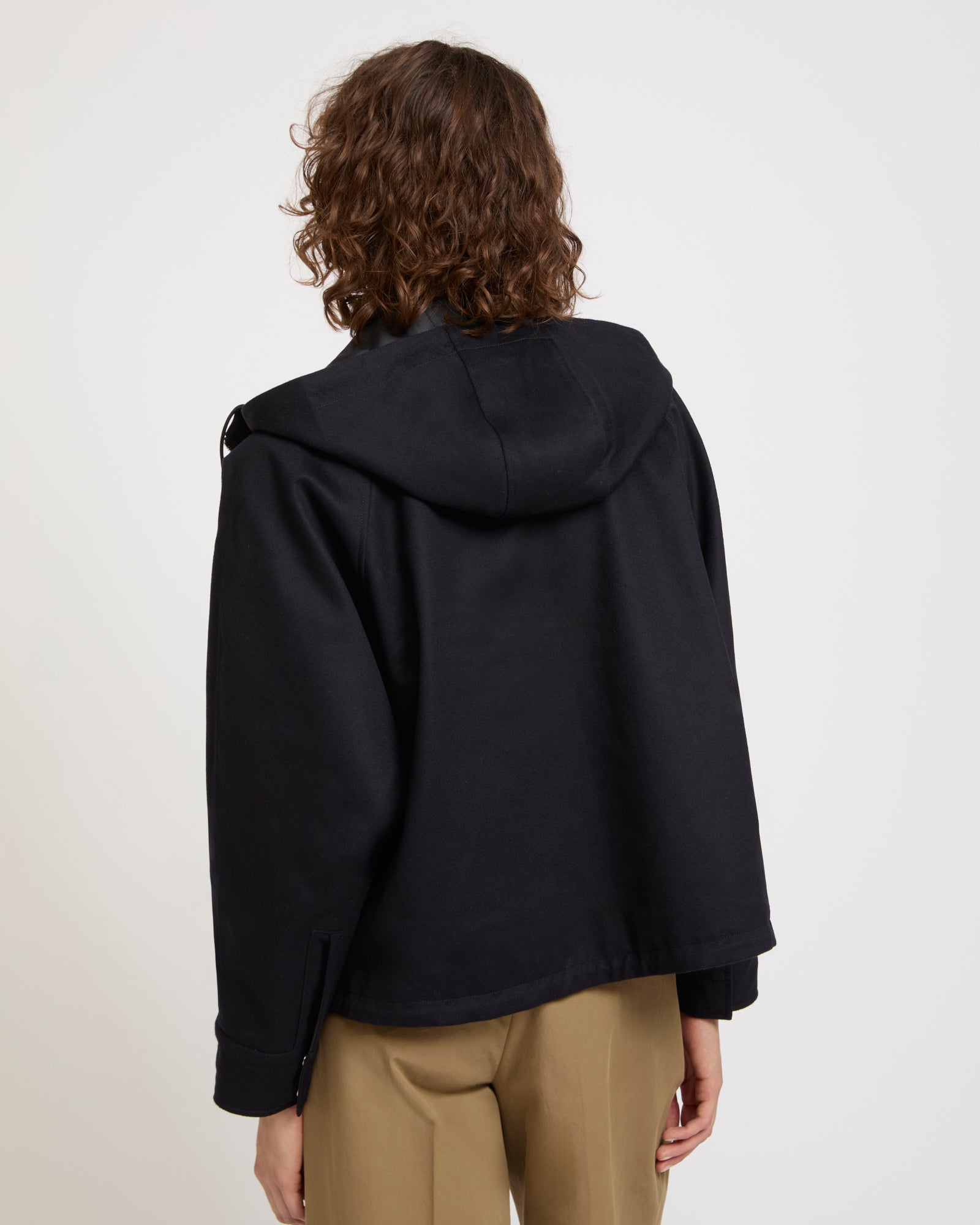 Hooded jacket in wool and cashmere blend reversible in waterproof technical fabric -Yves Salomon - New spring summer collection