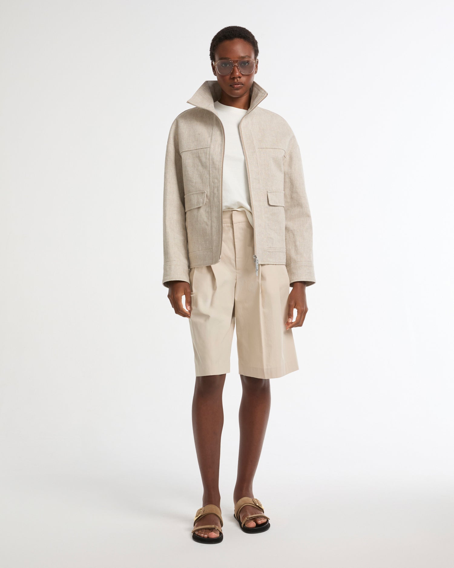 Silver double-sided linen jacket -Yves Salomon - New spring summer collection