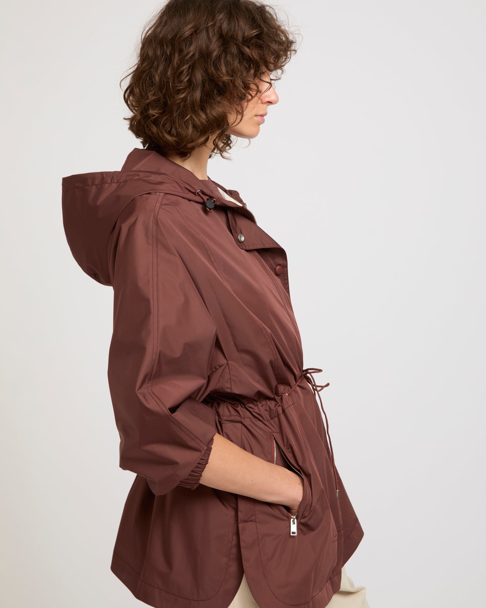 Waterproof technical fabric parka cape -Yves Salomon - New spring summer collection