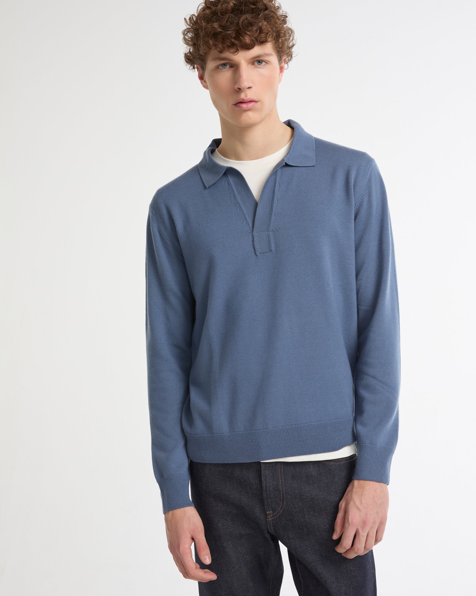 Polo neck jumper in 100% merino wool knit -Yves Salomon - New spring summer collection