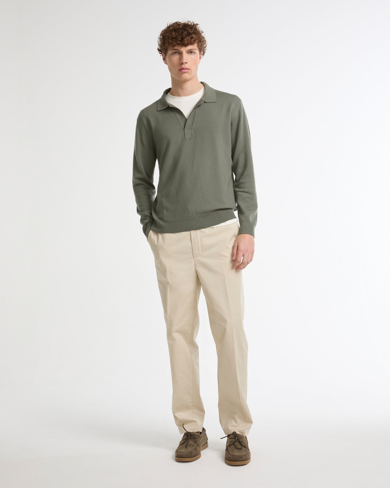 Summer sale - Polo neck jumper in 100% merino wool knit -Yves Salomon - New spring summer collection