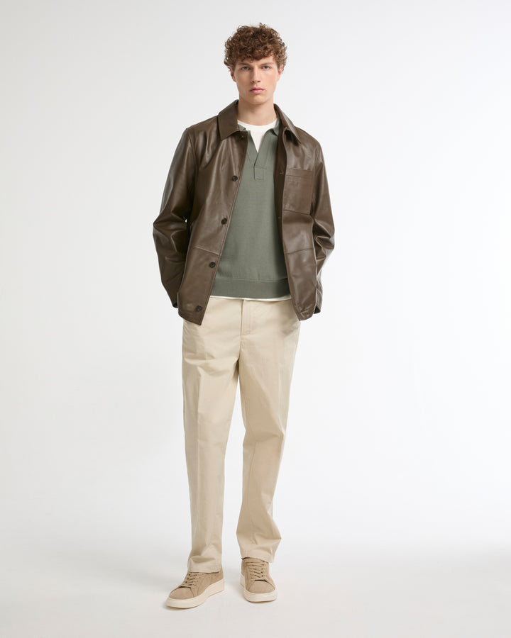 Overshirt-style lambskin leather jacket -Yves Salomon - New spring summer collection