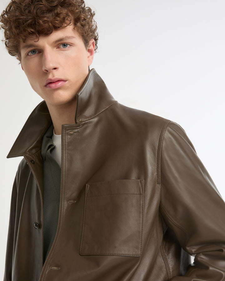 Overshirt-style lambskin leather jacket -Yves Salomon - New spring summer collection