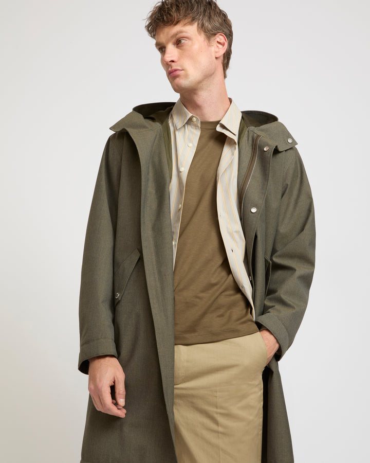 Pilot Parka in technical fabric with a cool wool look -Yves Salomon - New spring summer collection