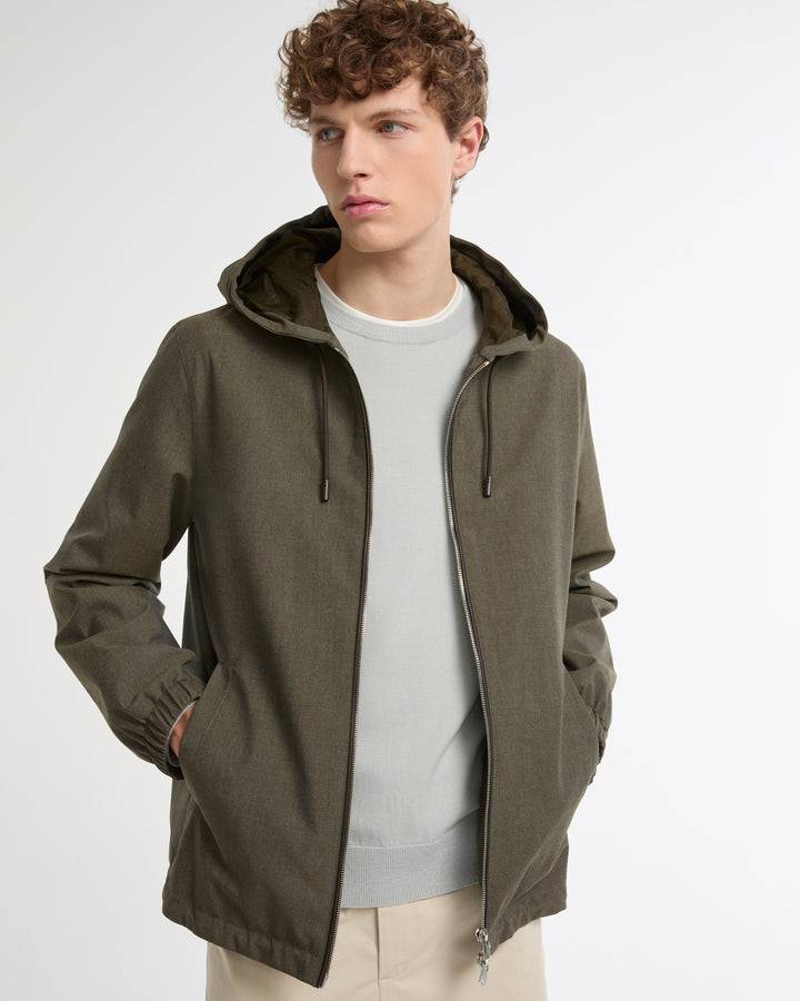 Hooded jacket in cool wool-look technical fabric -Yves Salomon - New spring summer collection