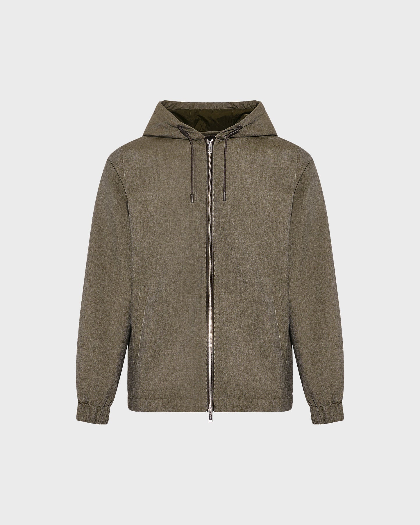 Hooded jacket in cool wool-look technical fabric