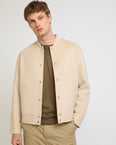 Double-sided cashmere varsity jacket