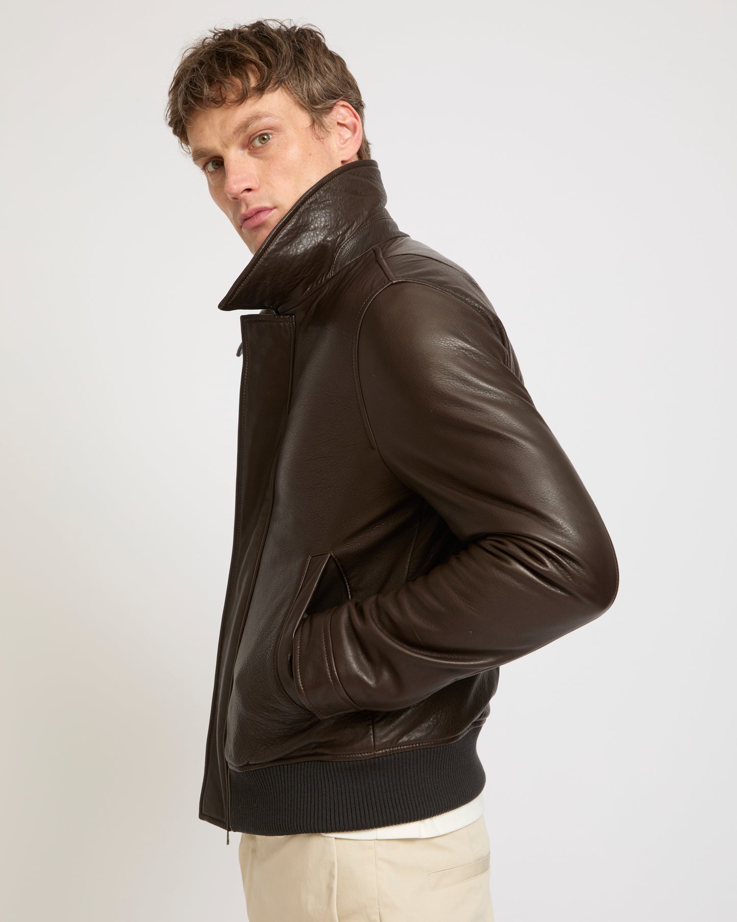 Aviator jacket in natural grain lamb leather -Yves Salomon - New spring summer collection