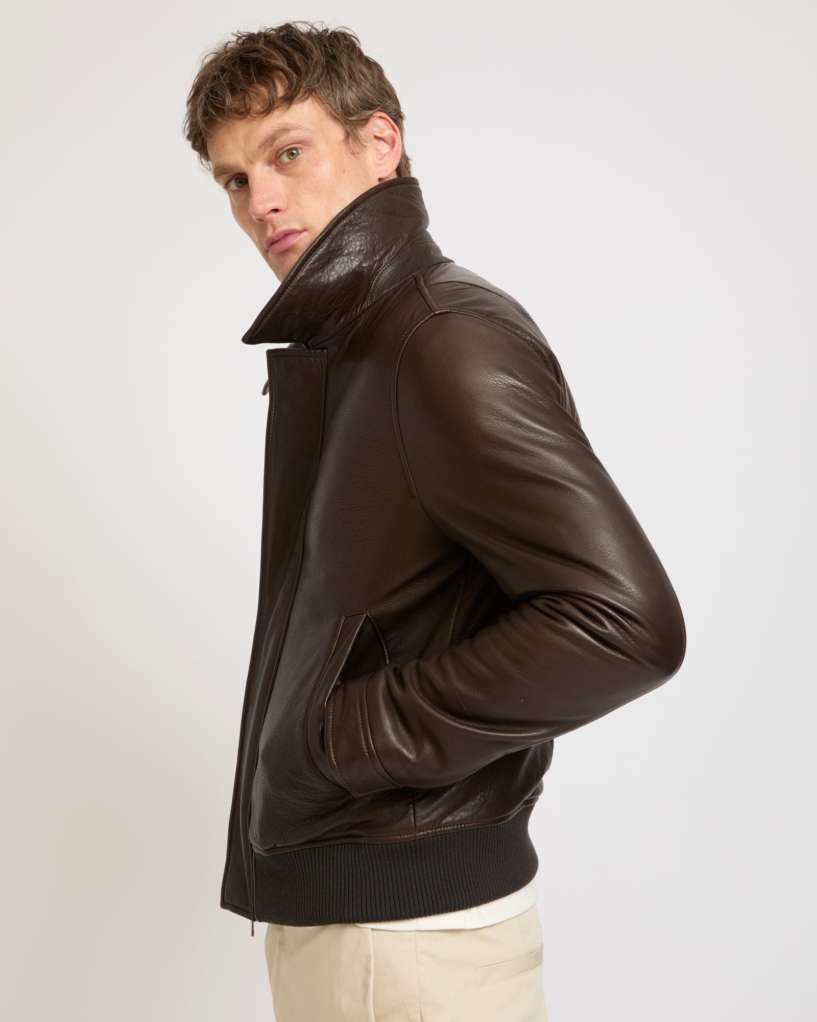 Aviator jacket in natural grain lamb leather -Yves Salomon - New spring summer collection