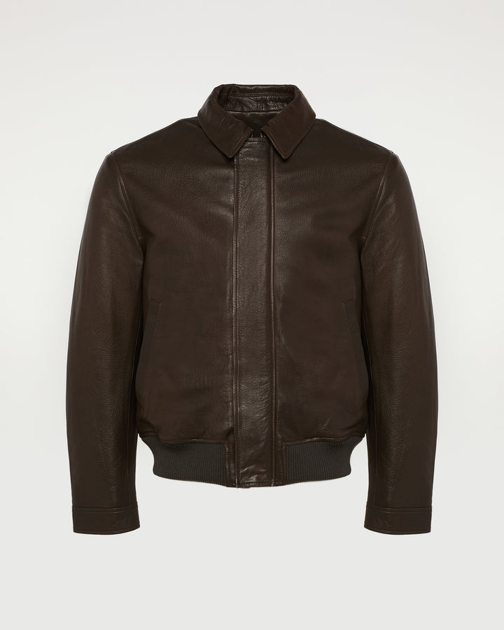 Aviator jacket in natural grain lamb leather