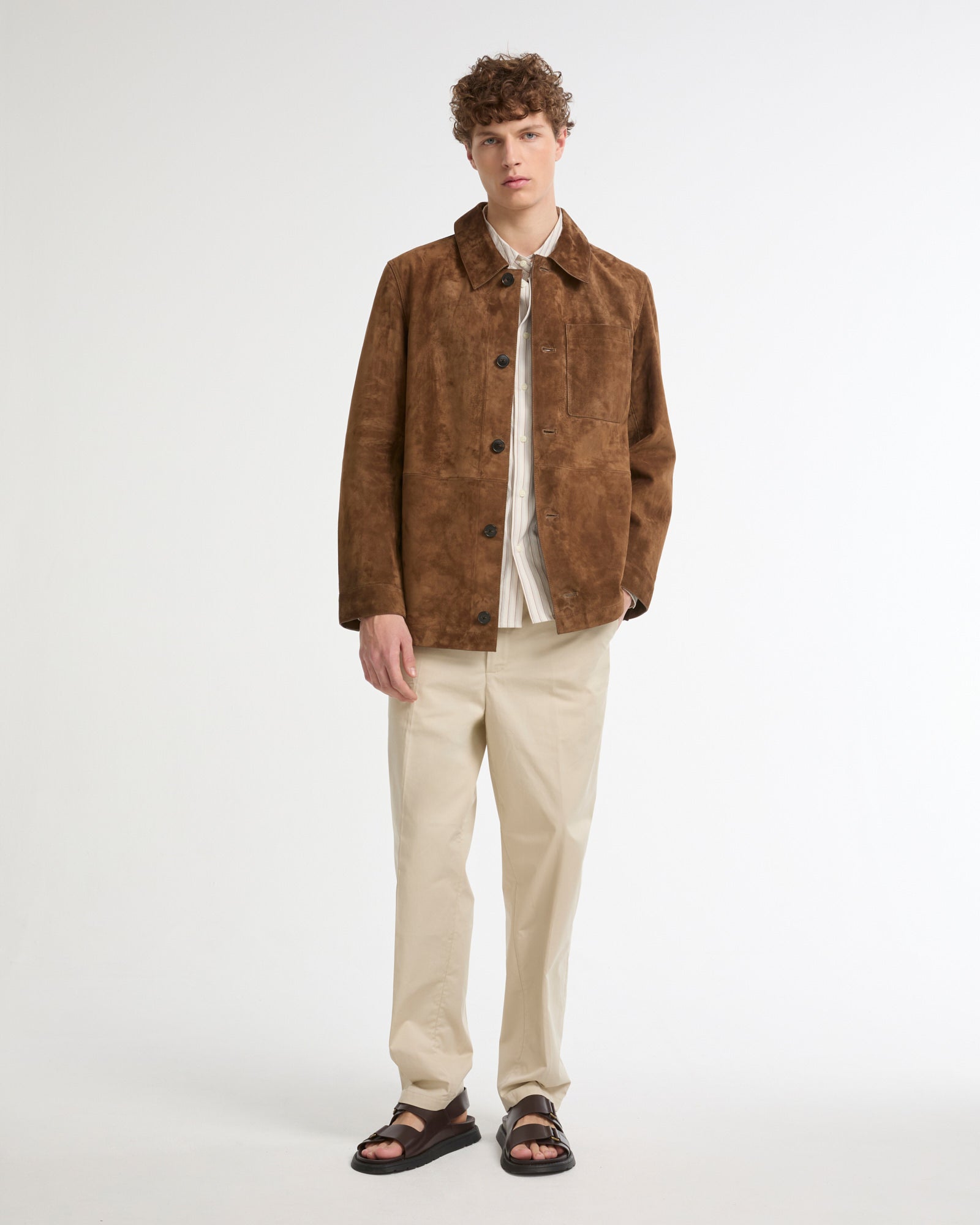 Suede-finish calfskin shirt jacket -Yves Salomon - New spring summer collection