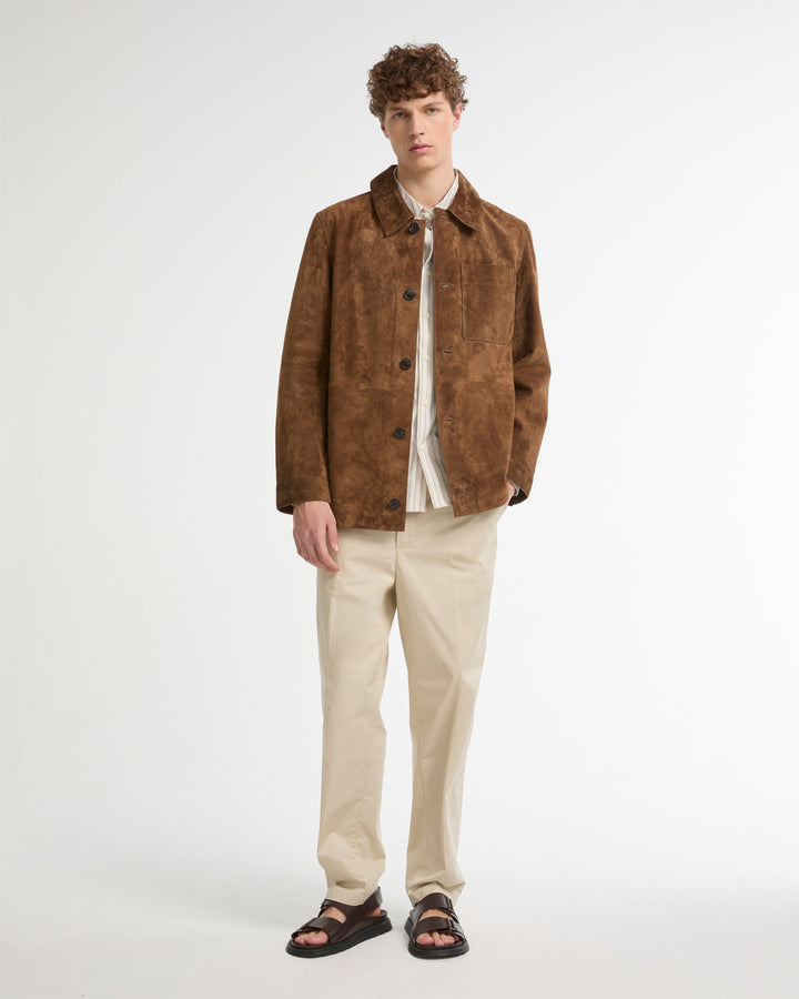Suede-finish calfskin shirt jacket -Yves Salomon - New spring summer collection