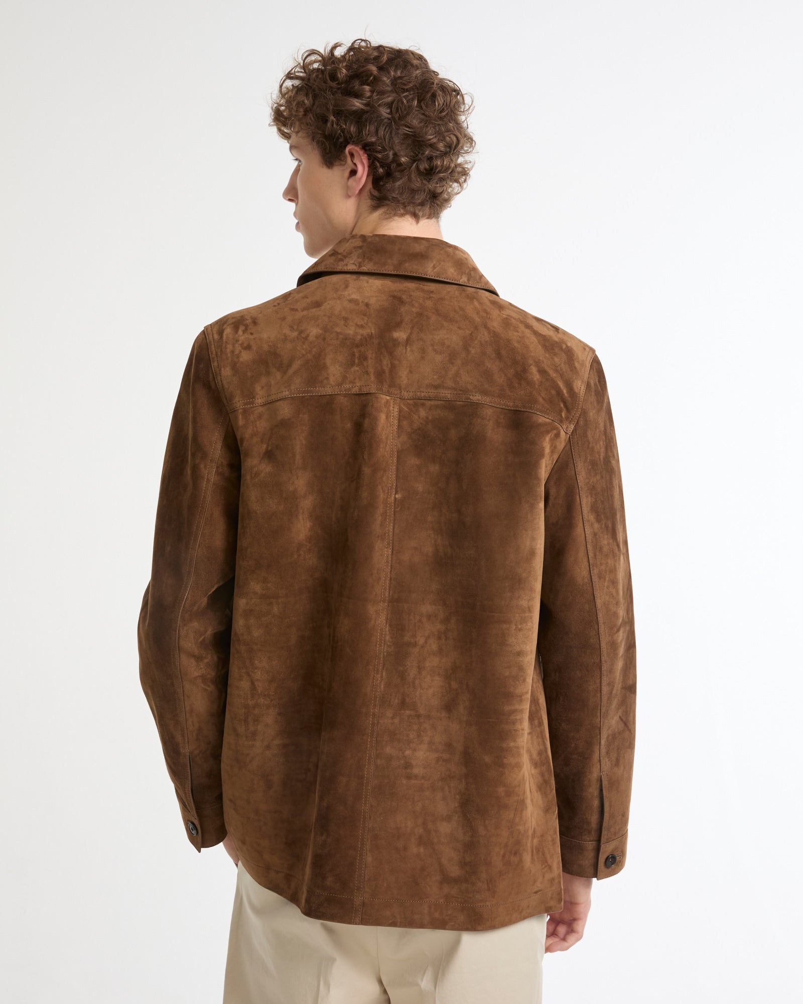Suede-finish calfskin shirt jacket -Yves Salomon - New spring summer collection