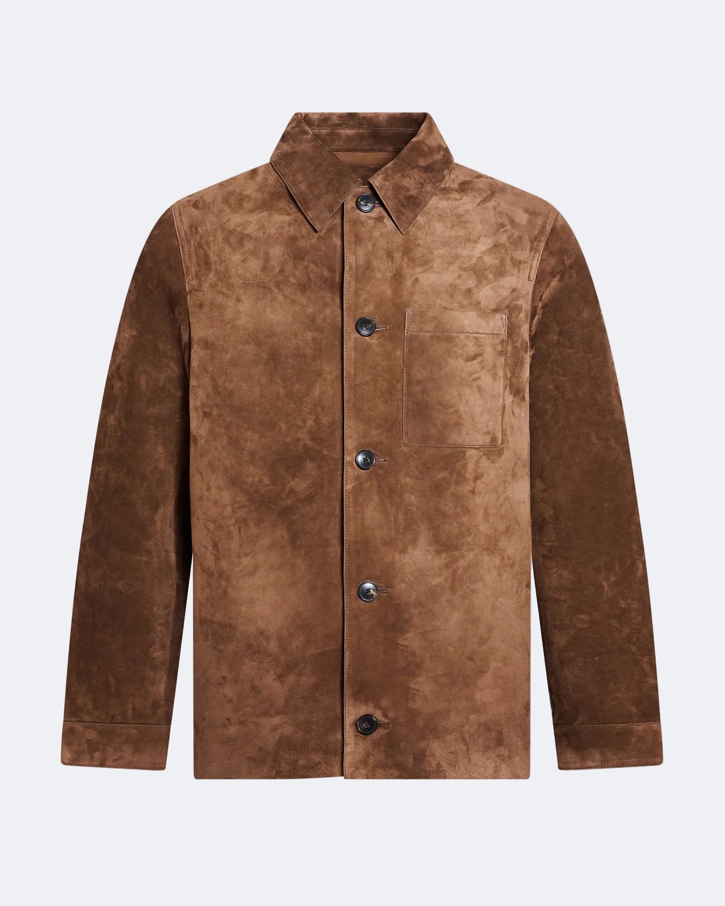 Suede-finish calfskin shirt jacket