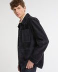 Suede-finish calfskin shirt jacket