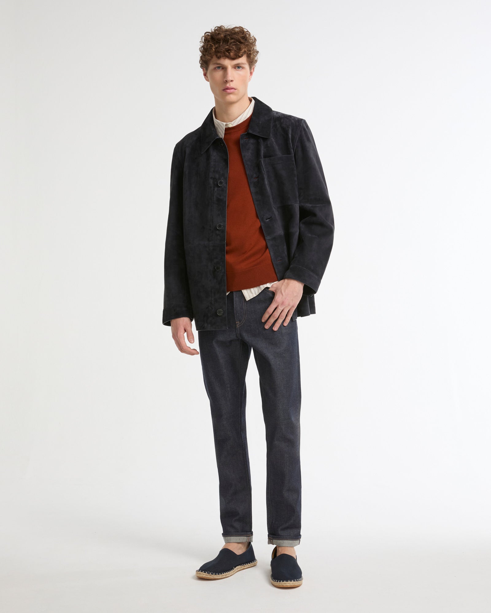 Suede-finish calfskin shirt jacket -Yves Salomon - New spring summer collection