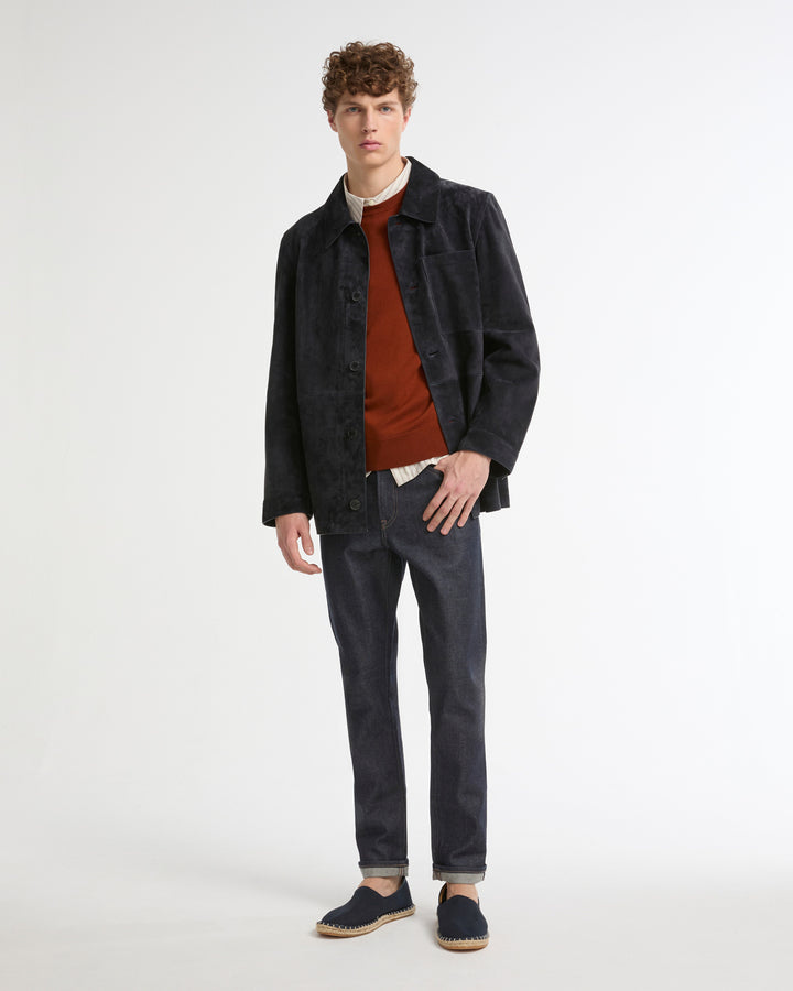 Suede-finish calfskin shirt jacket -Yves Salomon - New spring summer collection