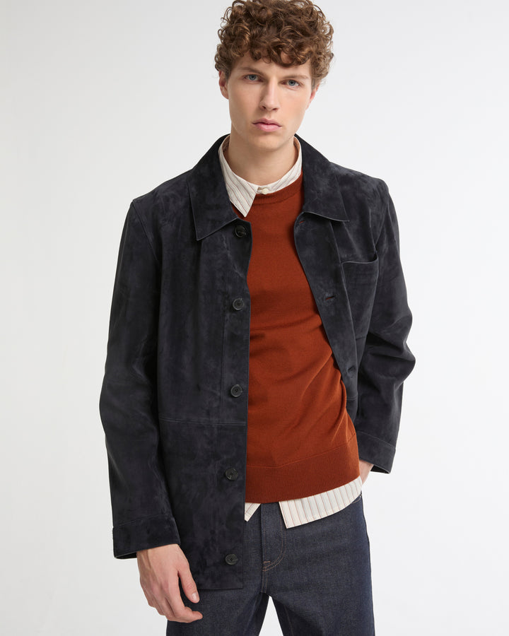 Suede-finish calfskin shirt jacket -Yves Salomon - New spring summer collection
