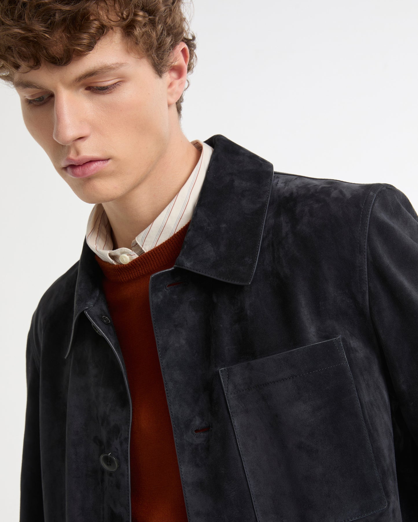 Suede-finish calfskin shirt jacket -Yves Salomon - New spring summer collection