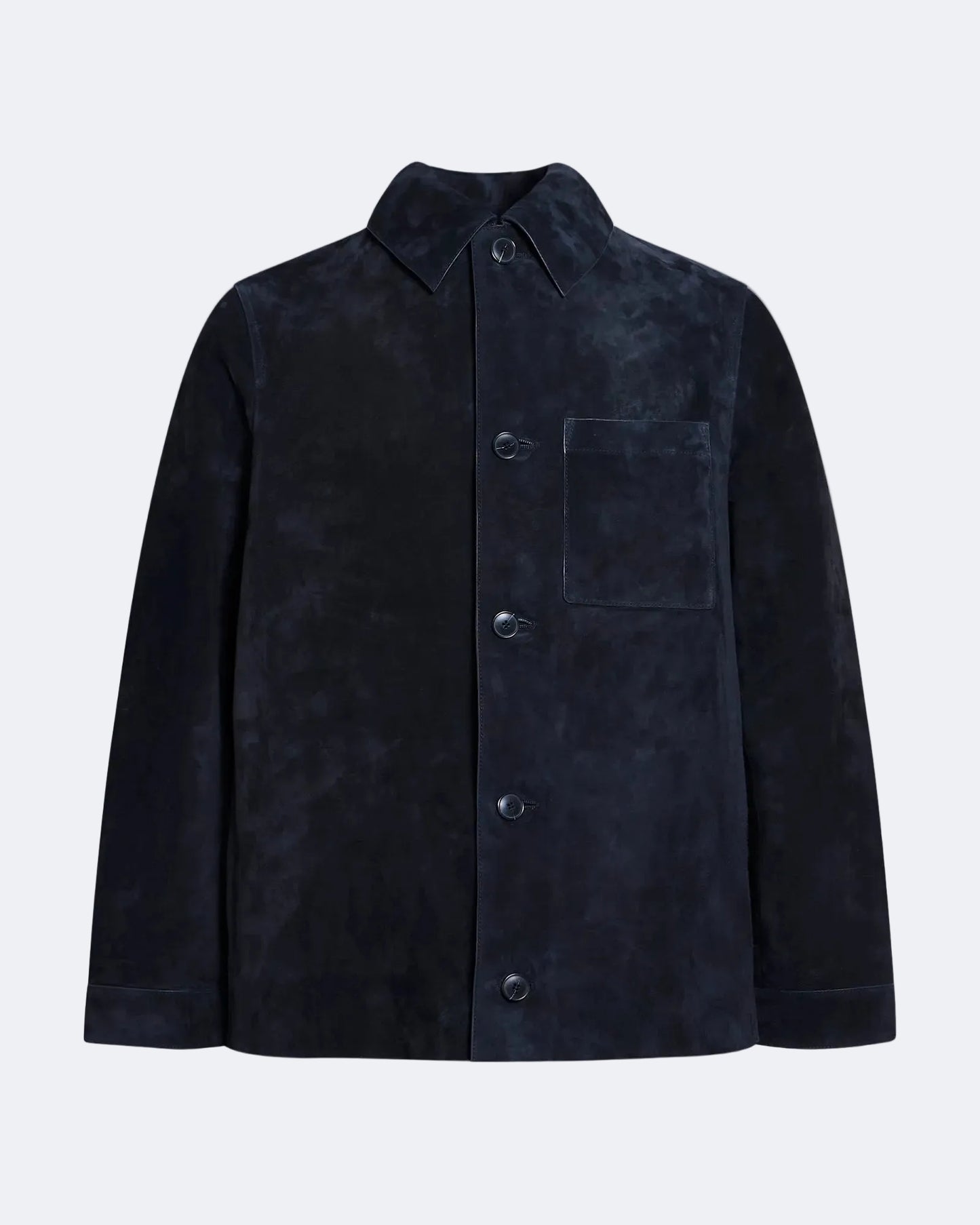 Suede-finish calfskin shirt jacket