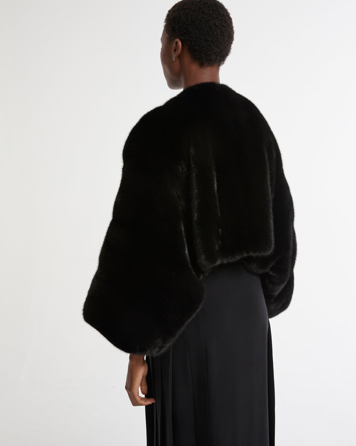 Short cape in long-haired mink fur -Yves Salomon - New spring summer collection