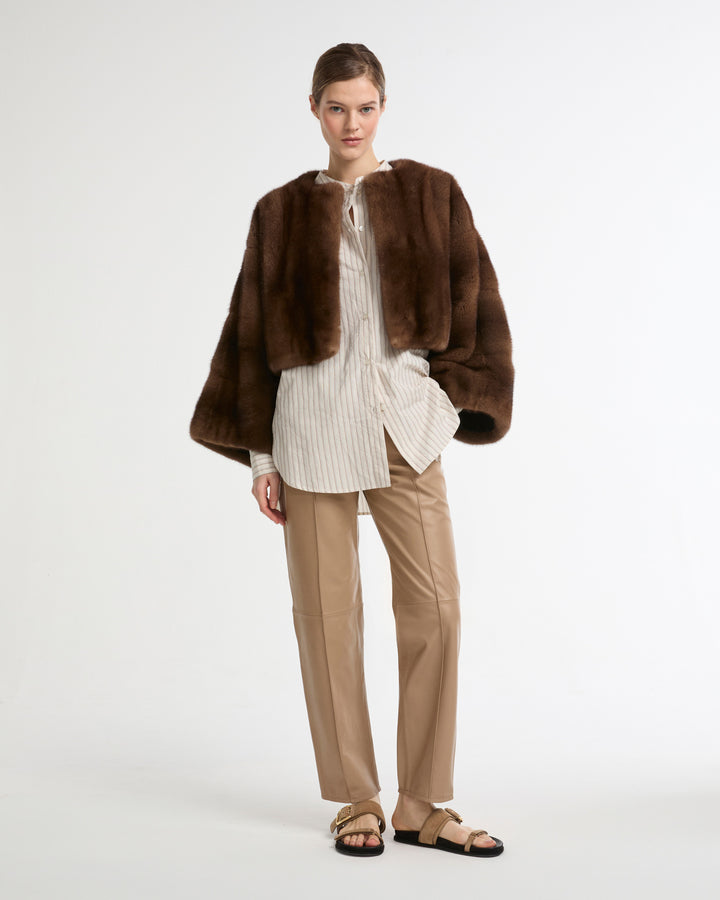 Short cape in long-haired mink fur -Yves Salomon - New spring summer collection