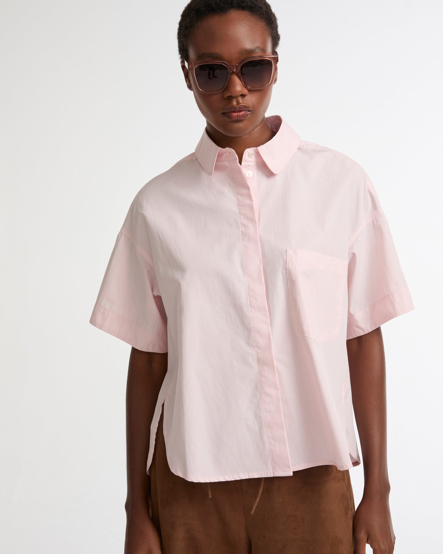 Short sleeve poplin shirt -Yves Salomon - New spring summer collection