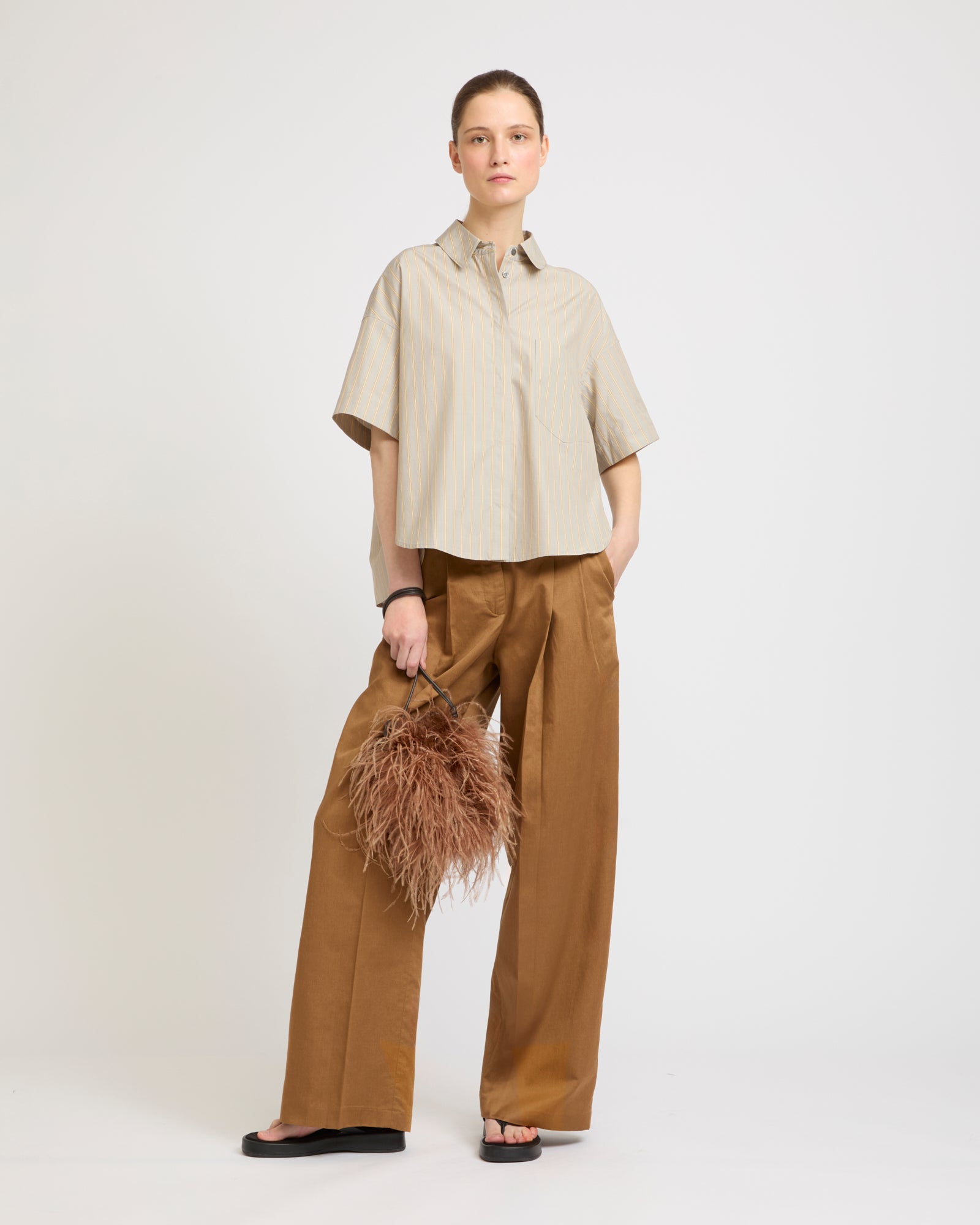Summer sale - Short sleeve poplin shirt -Yves Salomon - New spring summer collection