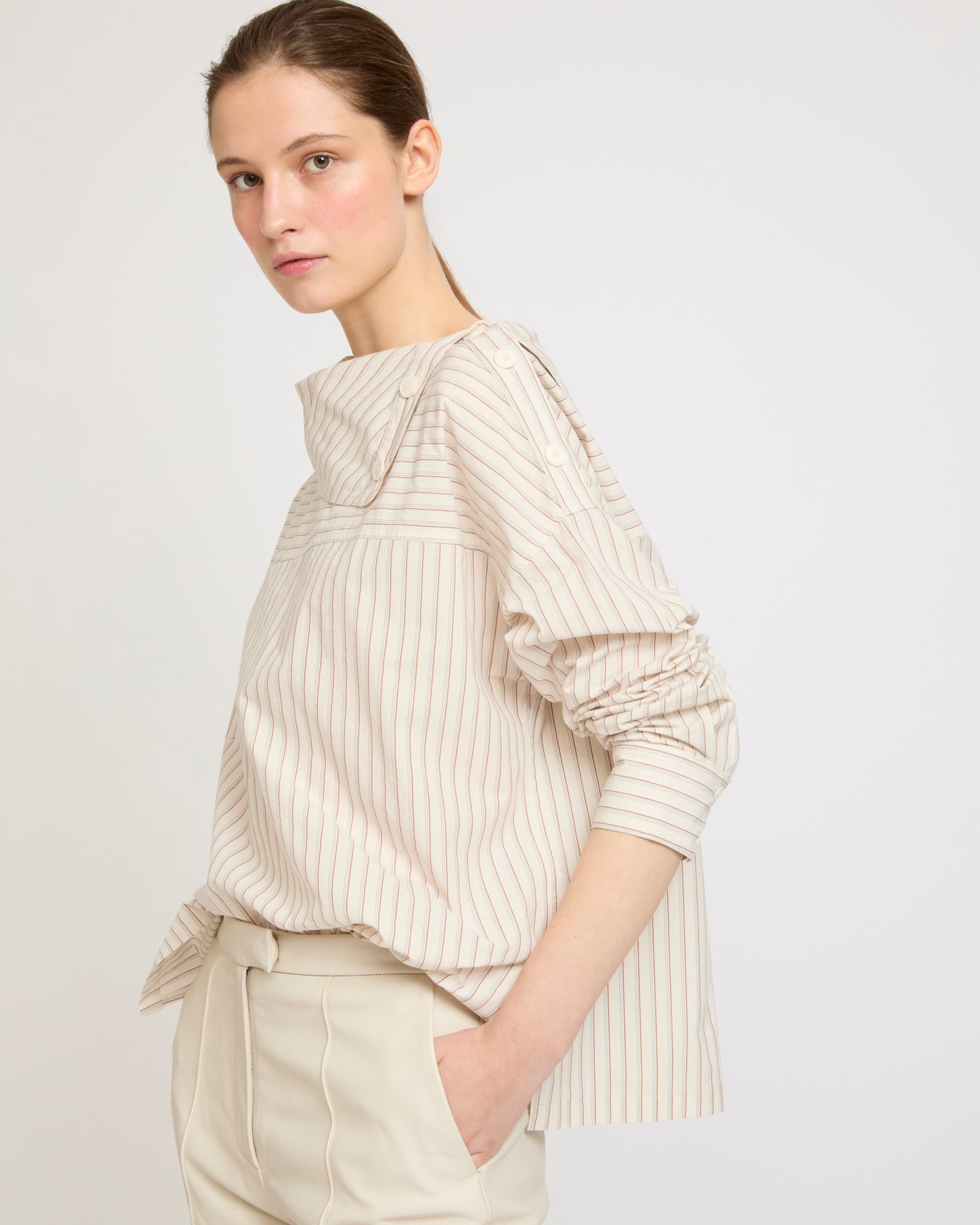Poplin funnel neck blouse -Yves Salomon - New spring summer collection