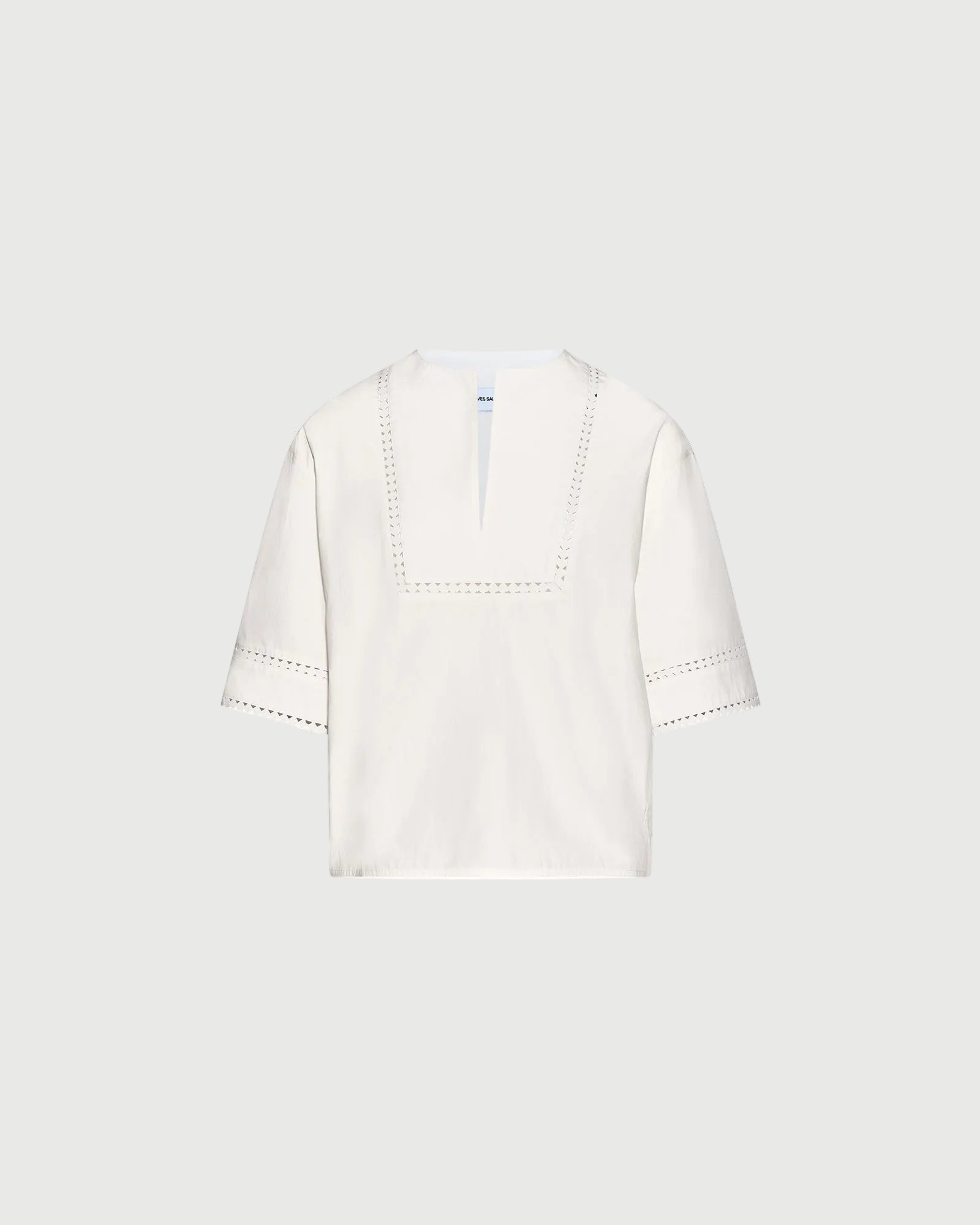 Short sleeve poplin blouse with leather details -Yves Salomon - New spring summer collection