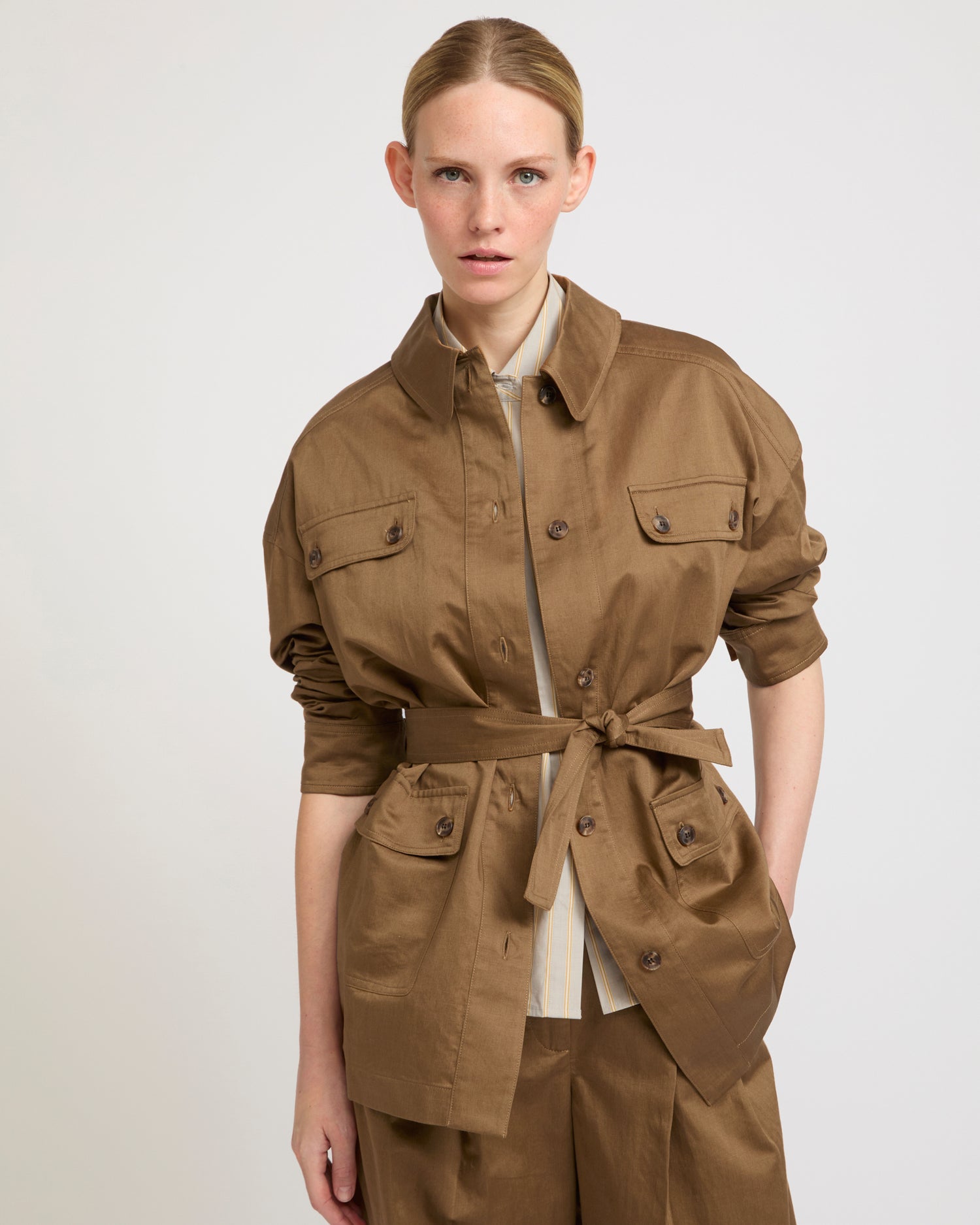Summer sale - Linen safari shirt -Yves Salomon - New spring summer collection