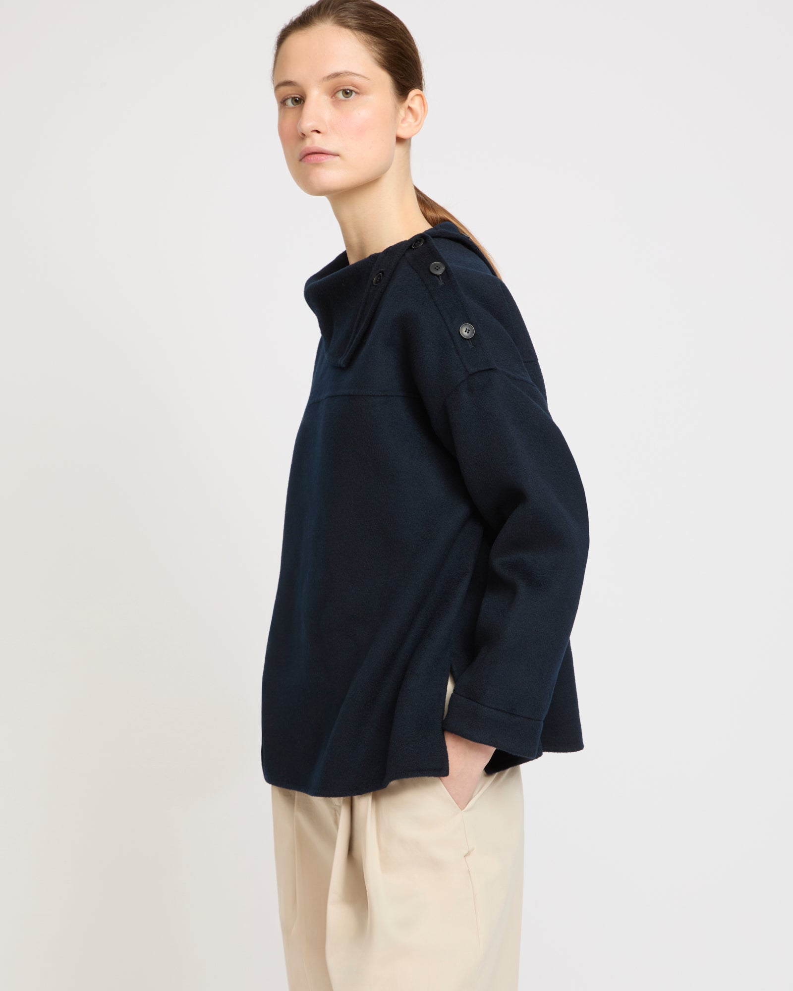 Double-sided funnel neck blouse -Yves Salomon - New spring summer collection