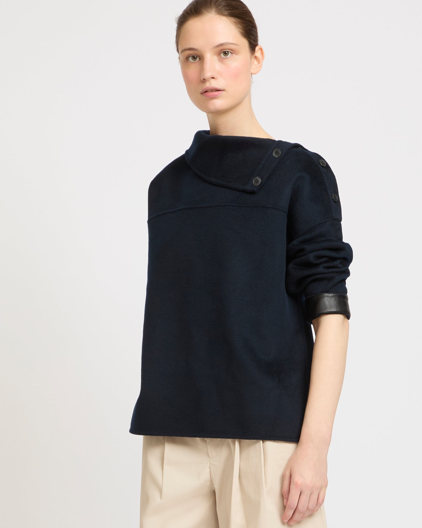 Double-sided funnel neck blouse -Yves Salomon - New spring summer collection
