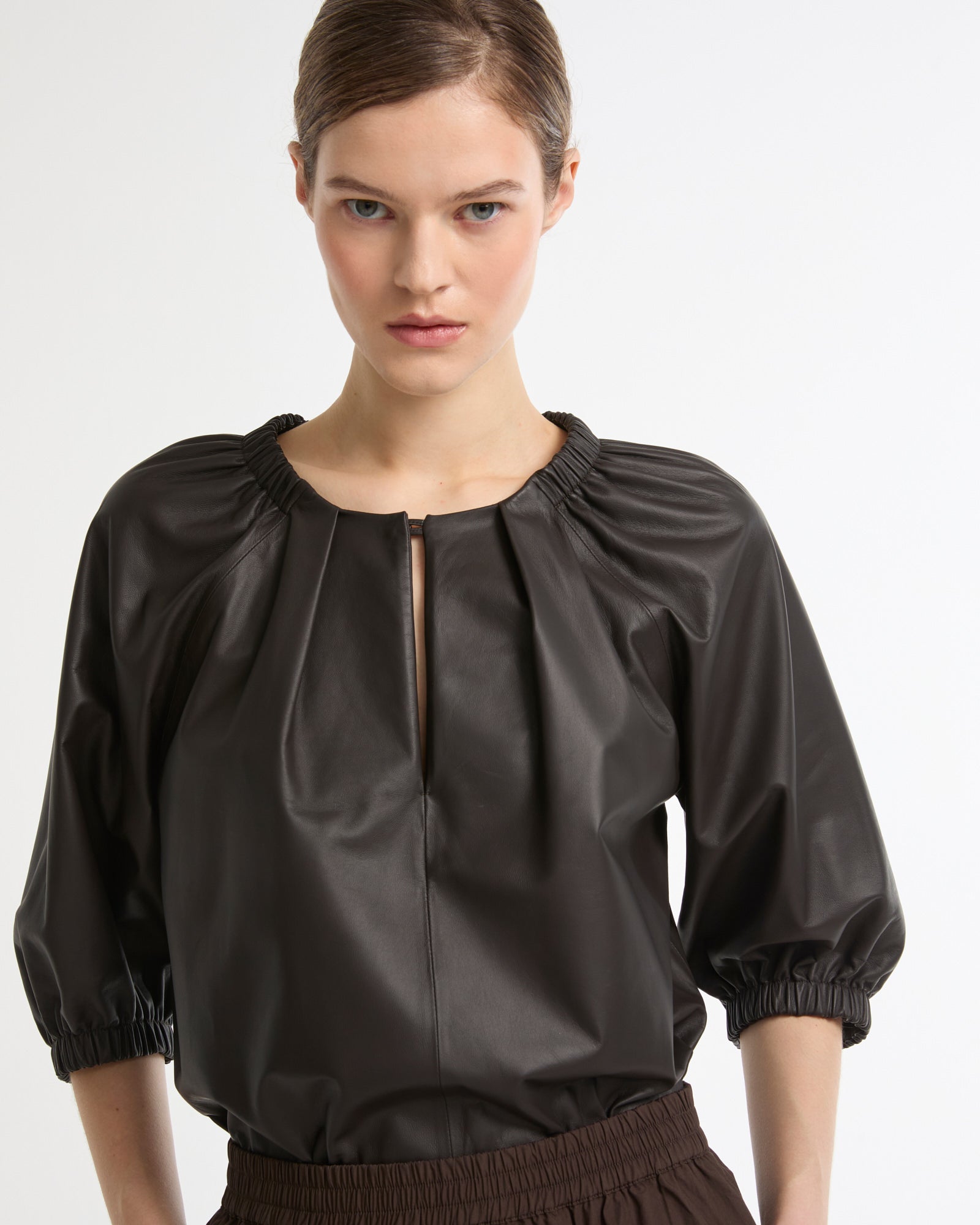 Summer sale - Flowing leather blouse -Yves Salomon - New spring summer collection
