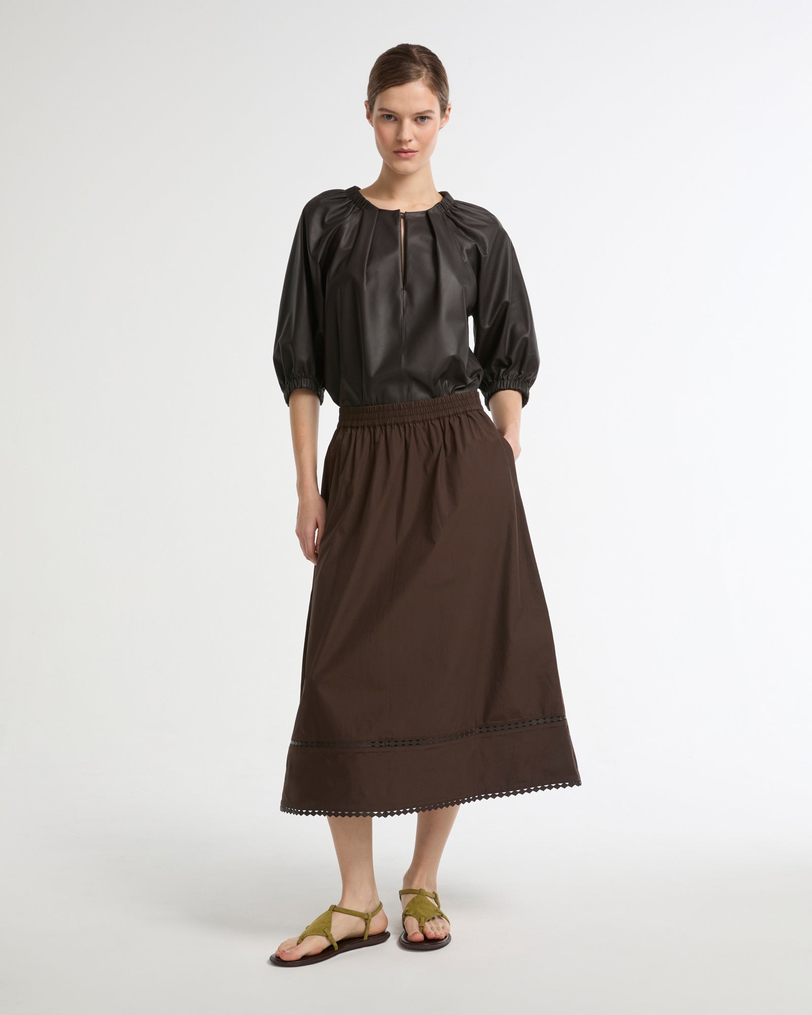 Flowing leather blouse -Yves Salomon - New spring summer collection