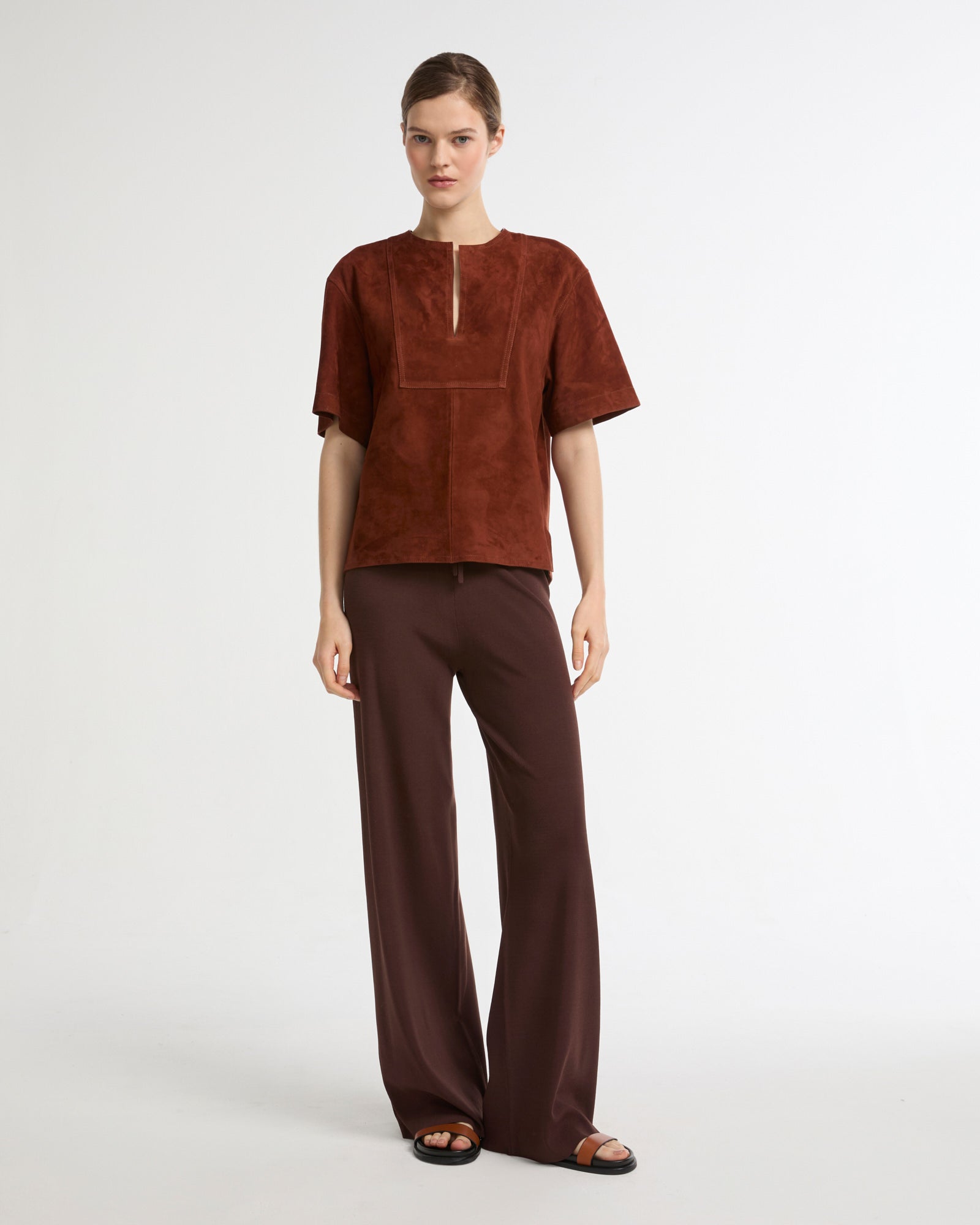 Double-sided lambskin short-sleeved blouse -Yves Salomon - New spring summer collection