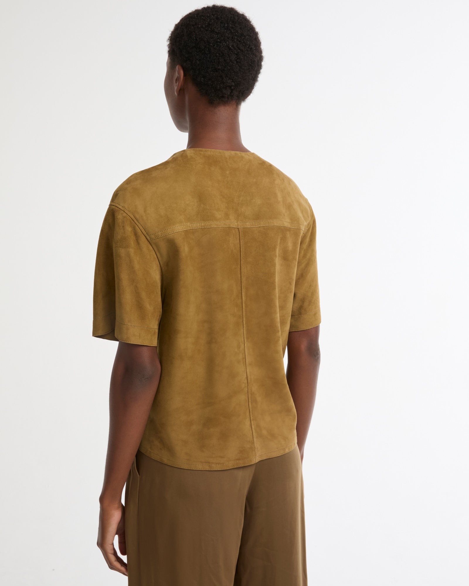 Double-sided lambskin short-sleeved blouse -Yves Salomon - New spring summer collection