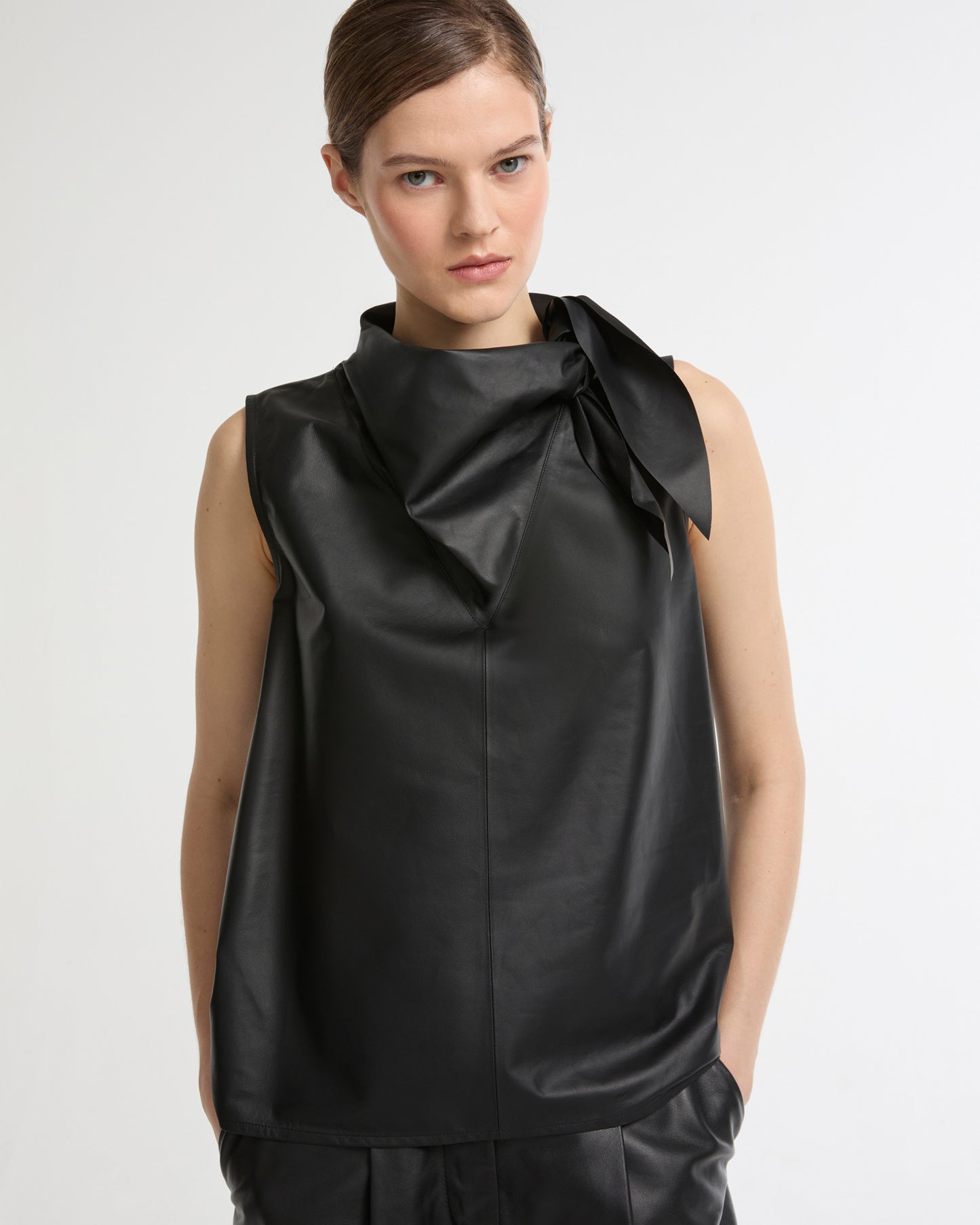 Draped leather top -Yves Salomon - New spring summer collection