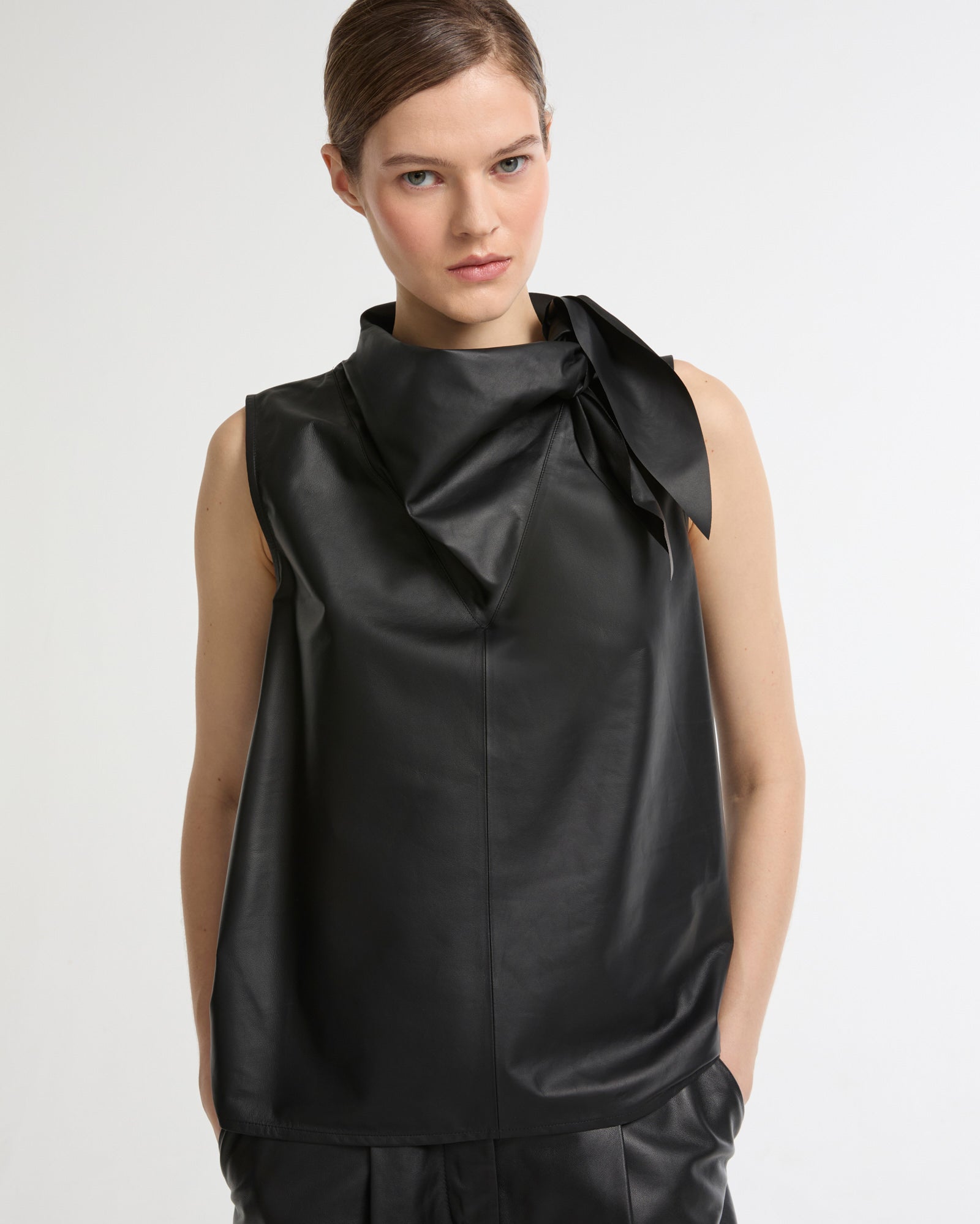 Draped leather top -Yves Salomon - New spring summer collection